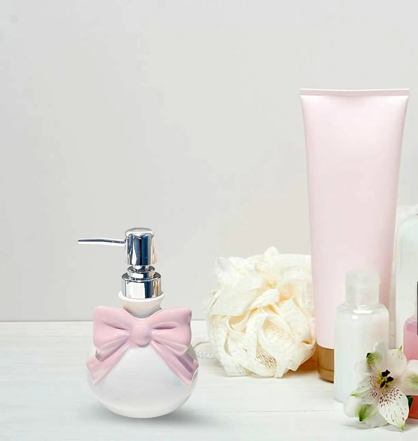 Refillable Bow Soap Dispenser Shampoo Conditioner Separate Bottles Liquid Soap Dispenser for Bathroom Hand Sink Tools